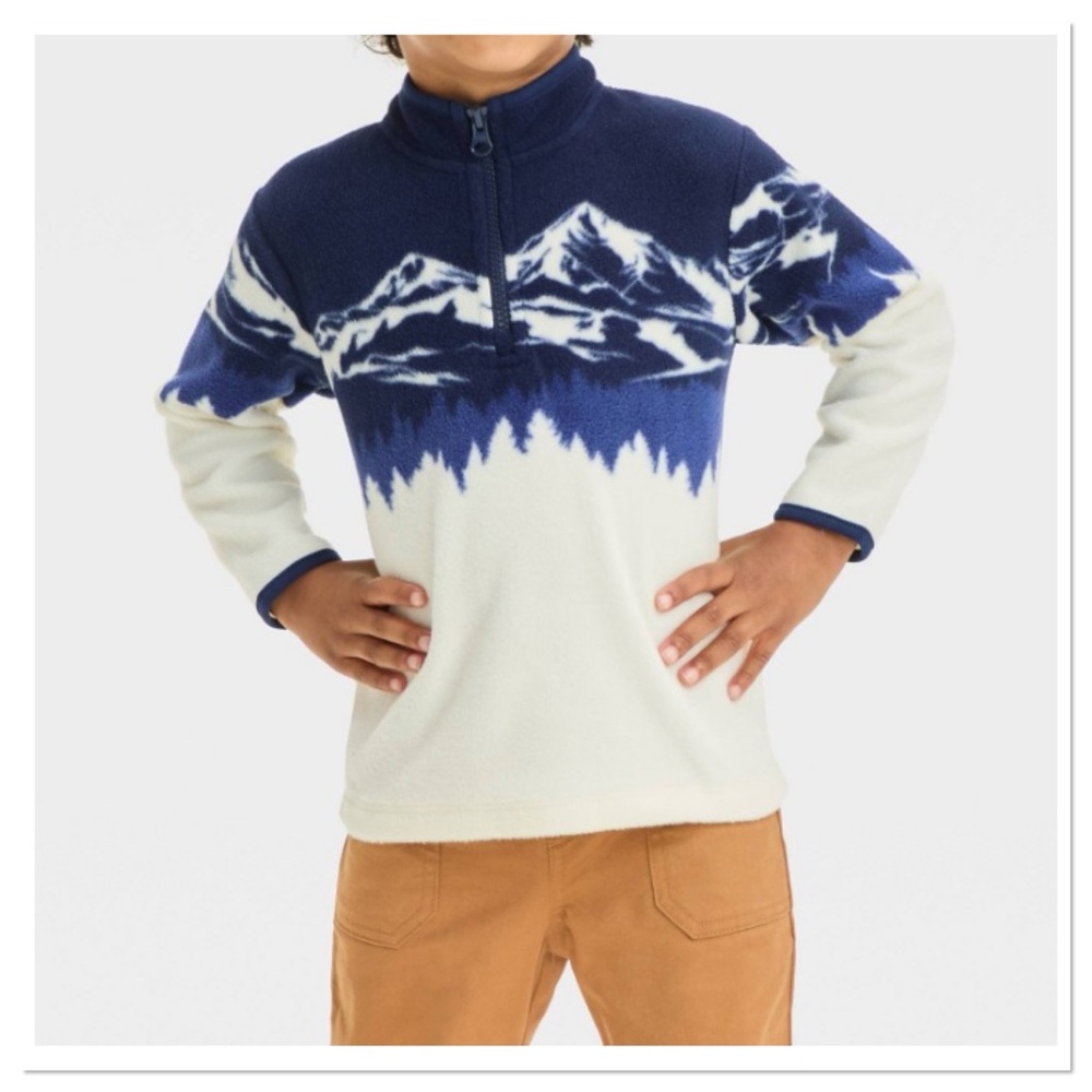 Toddler Boys Mountain Printed Zip Up Microfleece Pullover Fleece Sweatshirt